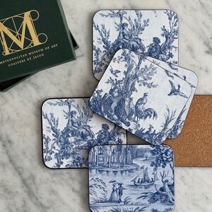 Vintage Blue and White Coasters Set of 8